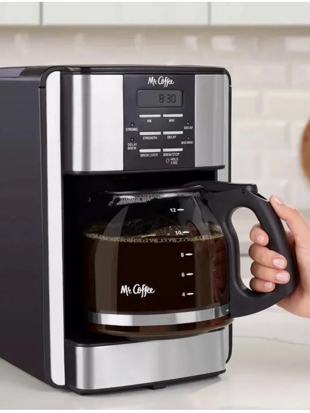 Mr. Coffee Black 3 Way to Brew, Stainless 12-Cup Programmable Coffee Maker